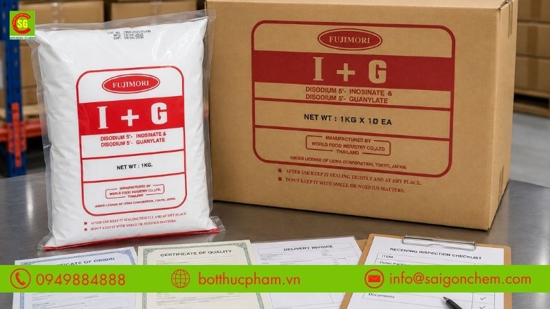 Kiểm tra bao bì tem nhãn và chứng từ I+G Fujimori khi nhận hàng